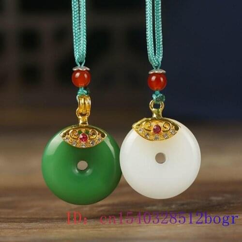 Jade Doughnut Pendant Crystal Gifts Gemstone Zircon Chalcedony Amulet Necklace 925 Silver Jewelry Natural doughnut Fashion
