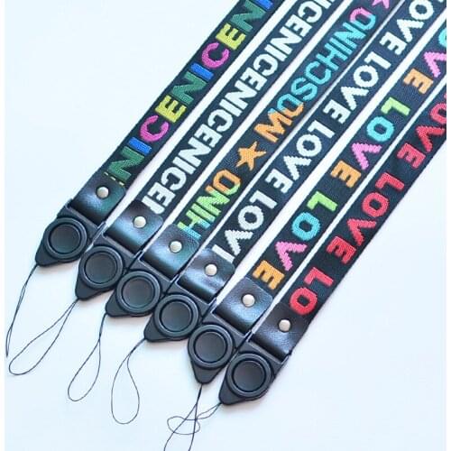 New Hot Two-in-one mobile phone straps lanyard love english high-end lanyard for keys neck rope work brand nylon lanyard strap