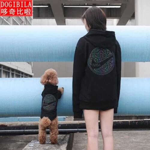 Dog and owner matching outfits Dog clothes autumn and winter cat big and small wear dog hoodie pomeranian puppy french bulldog
