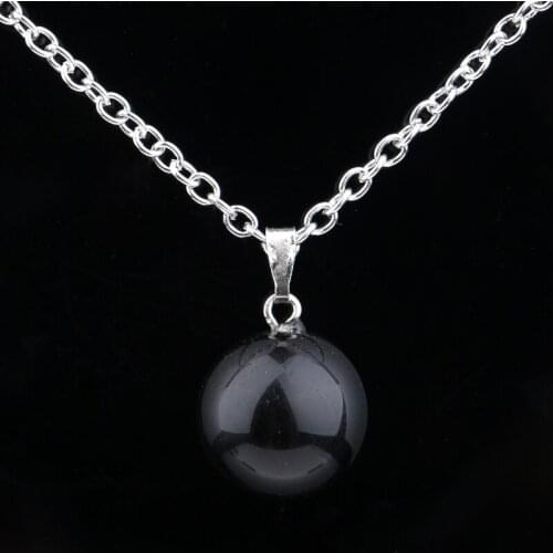 24PC/Lot Vintage Black Ball Nature Stone Pendant Necklace Choker Collar Charm Chain Jewelry Women Family Friends Party Prom Gift
