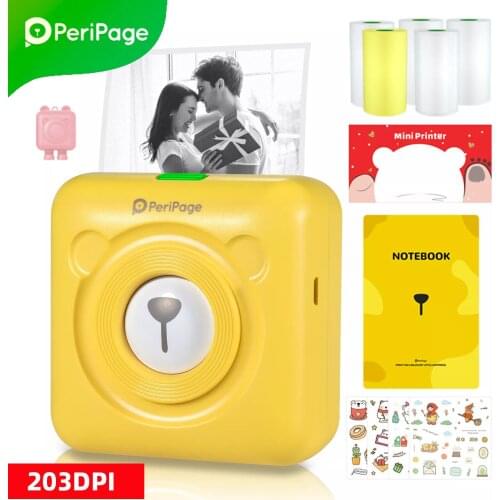 PeriPage A6 Pocket Thermal Printer 203DPI Wireless BT Picture Photo Label Memo Receipt Paper Printer Gift Box AR Photo Function