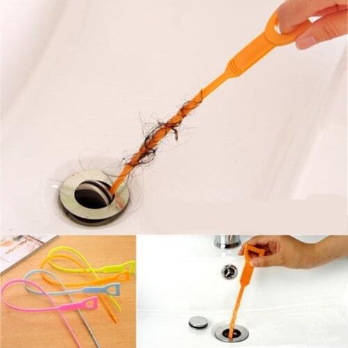 Plastic Drain Clog Cleaner Sink Plumbing Cleaning Small Clean Tool With Hook
