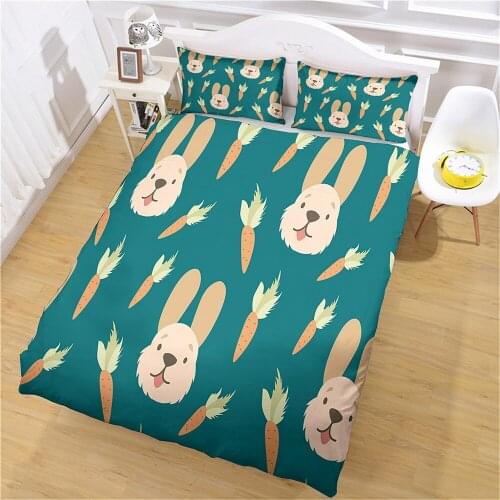 Comforter Bedding Sets Cute Rabbit and Carrot Kids Home Textile Health Luxury Full Size Bedroom Pillow Case Digital Printing