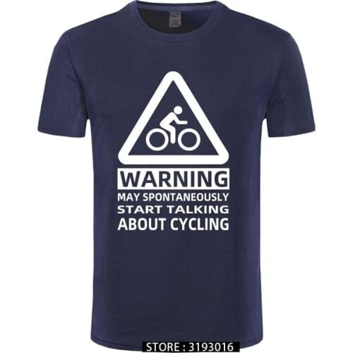 Warning May Spontaneously Start Talking About Cyclings T Shirt Men Funny Printed T-shirts Cotton Mens Short Sleeve Tops