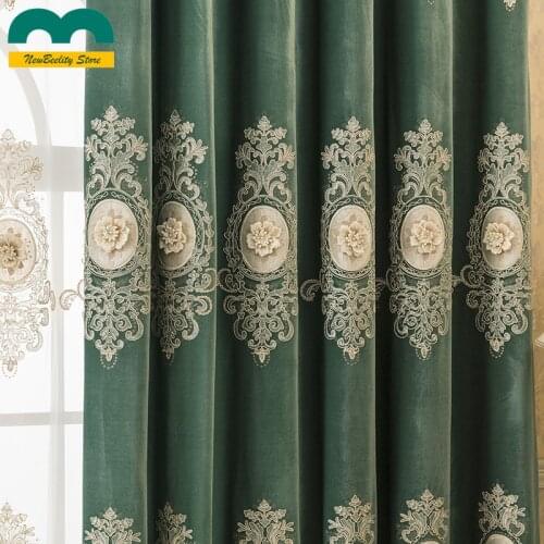 European Style Roller Curtains for Living Room Shutter Water Soluble Embroidery Folding Bead Bedroom Dining Room Fancy Curtains