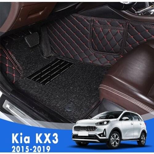 For Kia KX3 2019 2018 2017 2016 2015 Luxury Double Layer Wire Loop Car Floor Mats Carpets Foot Pads Styling Interior Accessories