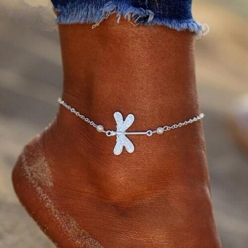 Barefoot Sandals Ankle Bracelet Beach Lady Dragonfly Crystal Anklets Foot Jewelry On The Leg New Beach Vintage Anklets