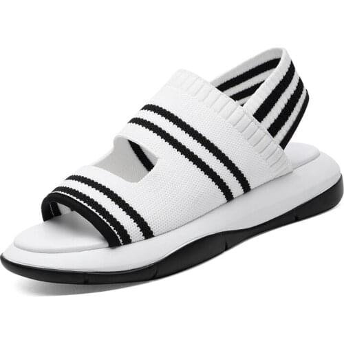 Open-Toed Flat Sandals, Back Straps, Striped Shoes, WomenS Platform WomenS Shoes