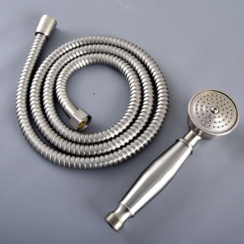 HotelSpa Brushed Nickel 59" Extra Long Flexible Tube Stretchable Hose Pipe & Hand Held Spray Shower Head Dhh137