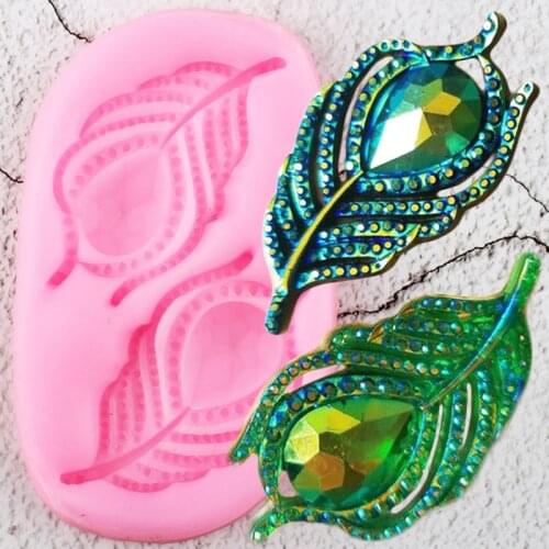 3D Peacock Feather Silicone Molds Cupcake Topper Fondant Cake Decorating Tools Jewelry Resin Clay Candy Chocolate Gumpaste Mould