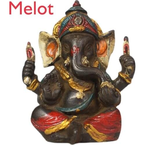 Holy Pure Copper Elephant God Ornaments Thailand Trunk God of Wealth Indian Guardian Red Figure of the God of Fortune Decoration