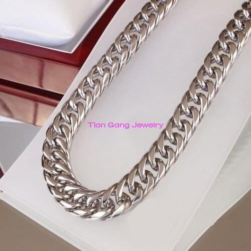 High Quality Gold Plating/Silver Color Chain Necklace,20"-38" 16/20mm 316L Stainless Steel Curb Chain Necklace Jewelry For Men
