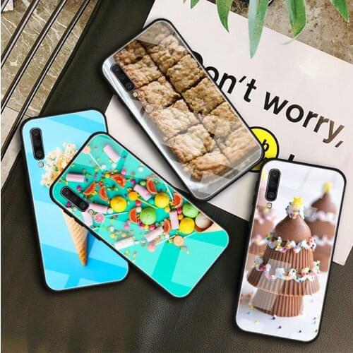 Food Biscuits chocolates meat Tempered Glass Case For Samsung Galaxy A10S A10E A20S A20E A30S A40 A50S A60 A70 A80 A90 A6 A7 A8