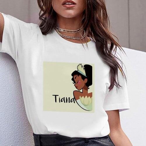 The Princess and the Frog Printed T Shirt Feminino Disney Gorgeous T-shirt Kawaii Beautiful Tiana Short Sleeve Soft Girl Top