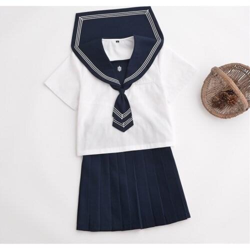 Hot Japanese School Girl Uniforms Short Sleeve Shirt Pleated Skirt Tie Sets Korean School Uniform Cosplay Student Jk Sailor Suit