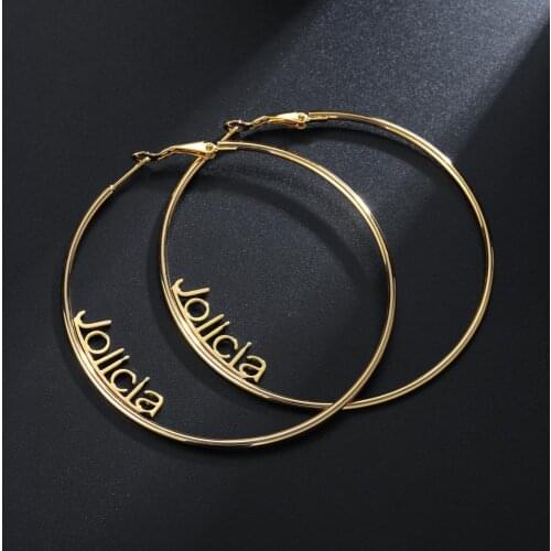 20mm-100mm Custom Hoop Earrings Customize Name Earrings Gold Color Rose Gold stainless steel For Women Earrings Christmas Gift