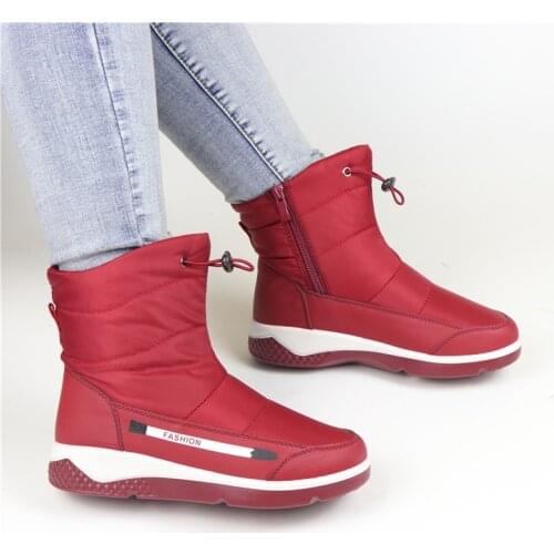Snow Boots Women Winter Waterproof Shoes Fashion Zipper Warm Shoes High Quality Women Ankle Boots Anti-slip Black Platform Boots