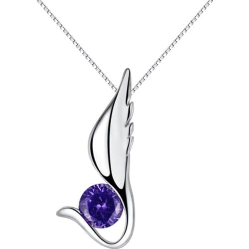 Sinya Angel Wings design pendant charm necklace for women mother girls with 18inch box chain material real 925 sterling silver
