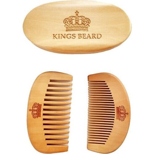 Boar Bristle KING Beard Brush&Peach Wood Comb For Men Beard Care Kit Engrave Logo