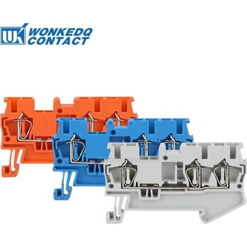 Din Rail Terminal Blocks10Pcs ST-2.5-TWIN Connectors Electrical Wiring Return Pull Type Three Conductors Terminal Blocks