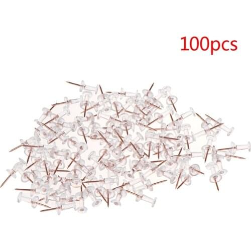 100pcs/lot Transparent Rose Gold Push Pins Thumb Thumbtack Board Pins Drawing Photo Wall Studs School Office Supplies