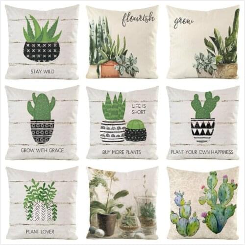 45cm*45cm **Succulent plants** Inimitated Silk Fabric Throw Pillow Covers Couch Cushion Cover Home Decorative Pillows