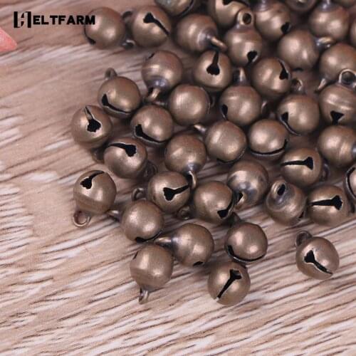 50Pcs/set Vintage Style Bronze Color Brass Small Jingle Bell Pendant Charm Jewelry Loose Spacer Beads for Jewelry Making