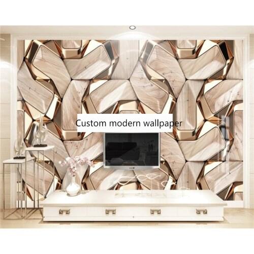 Beibehang Customized new modern three-dimensional abstract geometric gold metal pattern photo living room papier peint wallpaper