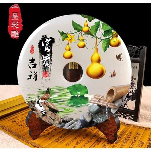 Auspicious ornaments Home Furnishing ornaments entrance creative natural jade jade buckle with retro decoration gifts