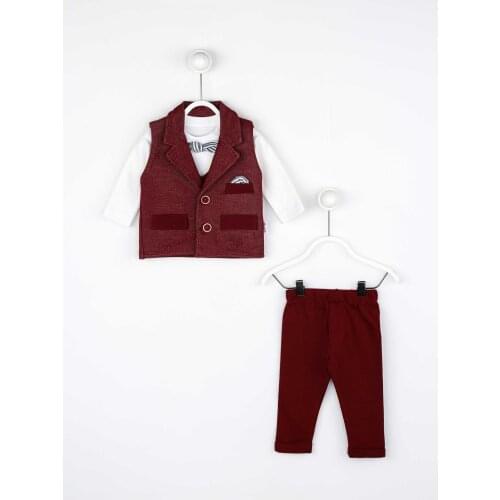 Burgundy Seasonal Male Baby 3 PCs Set