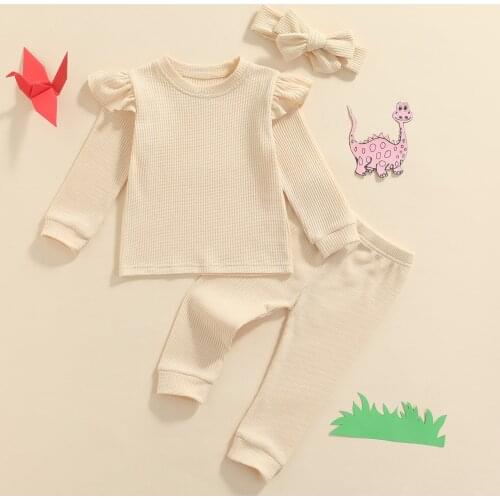 Ma&Baby 6M-4Y Infant Toddler Baby Girl Clothes Set Long Sleeve T shirt Tops Pants Headband Outfits Autumn Spring Costume DD88