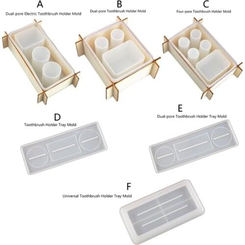 DIY Electric Toothbrush Razor Holder Resin Mold Bathroom Organizer Toothbrush Holder Trays Resin Casting Mold Art Crafts