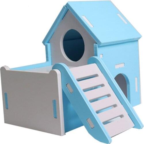 Pet Bed Nest Wooden Hamster House Guinea Pig Squirrel Viewing Deck Luxury Multi-function Villa Small Animal Bedroom Supplies