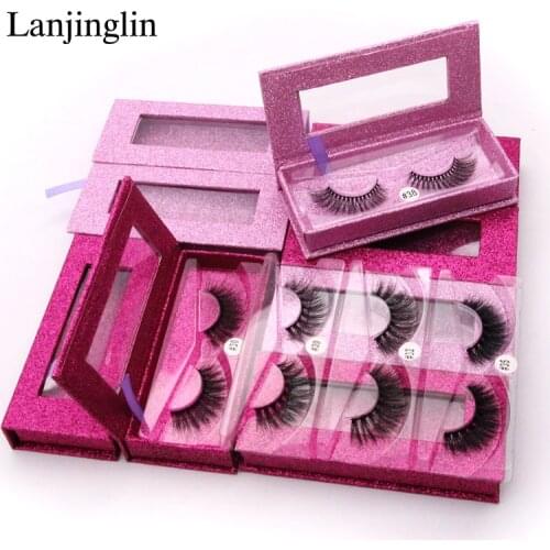 LANJINGLIN 1 pair 3d faux mink eyelashes soft volume false eyelash extension handmade wispy fluffy fake lashes cilios makeup