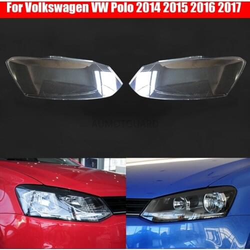 Car Headlamp Lens For Volkswagen VW Polo 2014 2015 2016 2017 Transparent Car Headlight Headlamp Lens Auto Shell Cover