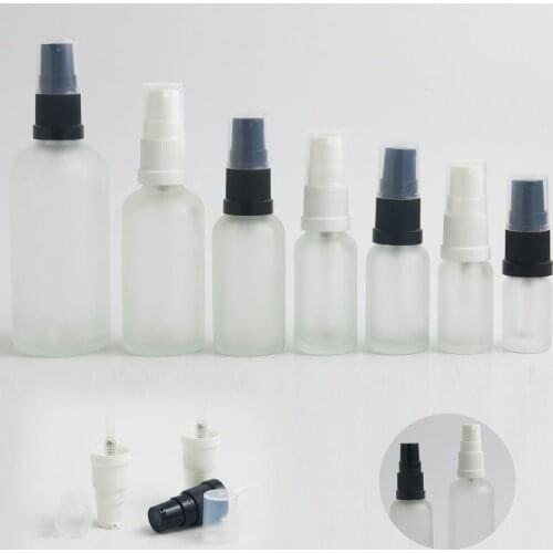 Refillable Empty 5ml 10ml 15ml 20ml 30ml 50ml 100ml Frost Clear Glass Essence Oil Bottles Contaienrs With Lotion Pump