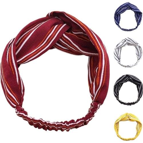 Fashion Women Striped Printed Headbands Bohemian Girl Cross Turban Bandage Bandanas Chiffon Silk Sports Face Wash Headdress