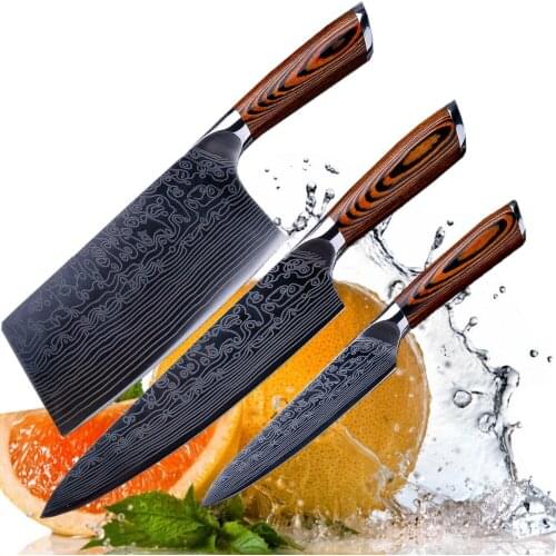 DAOMACHEN kitchen knife Set Japanese Style Kitchen knife Meat Cleaver Fruit Paring knife stainless steel Chef Knife 3 PCS