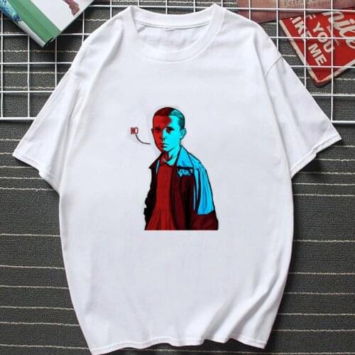 2021 New TV Stranger Things Print T Shirt Funny Upside Down Eleven Vintage Vogue Short-sleev Women Men Cotton O-neck Streetwear