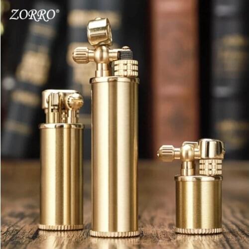 Zorro new small steel gun kerosene oil brass sideslip grinding wheel igniter mini personality medium long style lighter gift