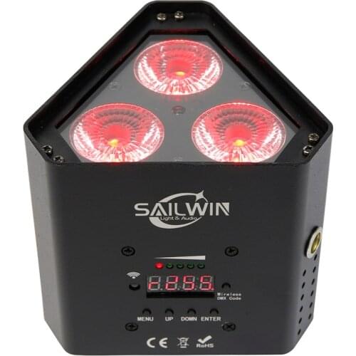 New Wedding LED UPLIGHT 3X18W RGBAW UV MINI Battery Wireless Phone Control LED Par Light DMX Stage Lighting 6/10CH