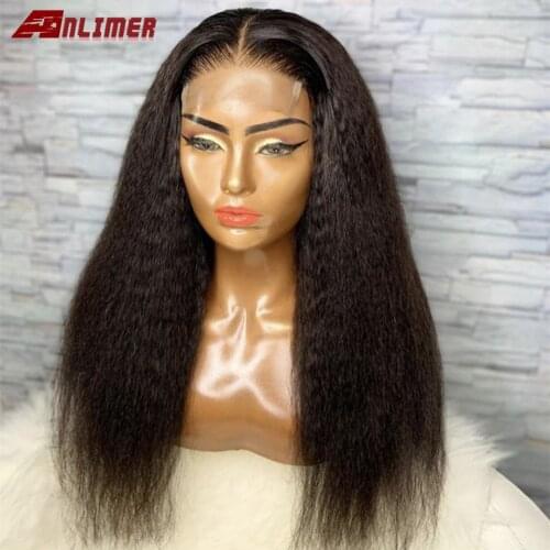 Kinky Straight Silk Base Wig 5x5 Silk Scalp Top Lace Front Human Hair Wigs 180 Density Remy Brazilian Frontal Glueless Wig