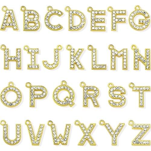 Black Chrome Gold Alloy Rhinestone 21x3mm Hang Letters Charms Pendant Fit Pet Dog Collars Tag Necklace Bracelet KeyChain Gift