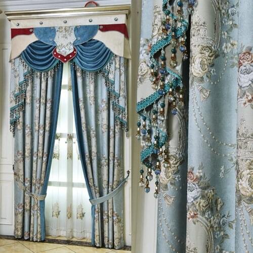 Top luxury elegant jacquard blackout curtains for living room windows with high quality embroidered Voile Curtain for bedroom