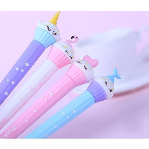 24 pcs/lot Creative Unicorn Flamingo Gel Pen Cute 0.5 mm black ink Signature Pen School Office writing Supplies Promotional Gift