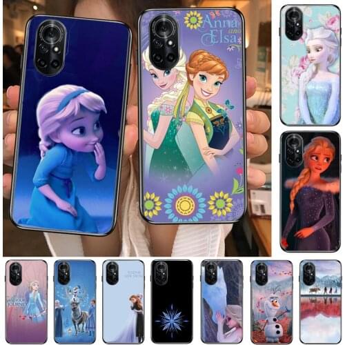 Frozen Elsa and Anna Clear Phone Case For Huawei Honor 20 10 9 8A 7 5T X Pro Lite 5G Black Etui Coque Hoesjes Comic Fash