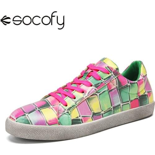 SOCOFY Women Color Jelly Printed Sneakers Comfy Wearable Lace Up Casual Outdoor Sneakers Running Walking Shoes Skate Shoes
