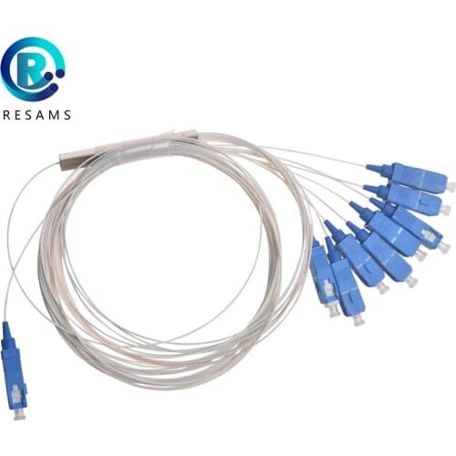 Resams Steel Tube SC UPC 1*8 Without Connector Small Volume Fiber Optic Splitter Single Mode PAdditional Loss Stability Is Good