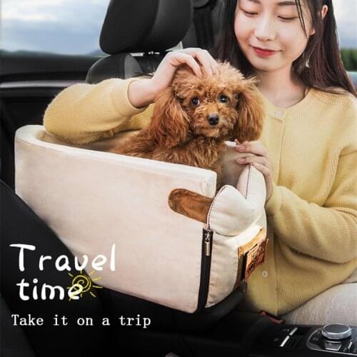 Universal Vehicle Armrest Box Pet Carrier Seat Nonslip Cushion Pet Kennel Car Carrier For Dog Bags For Small Dogs Outdoor Travel
