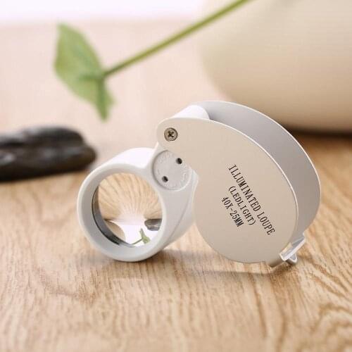 40X Portable Folding Magnifier Loupe Illuminated Magnifier Magnifying Glass Jewelry Coins Stamps Antiques